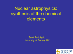 Nuclear astrophysics: synthesis of the chemical elements