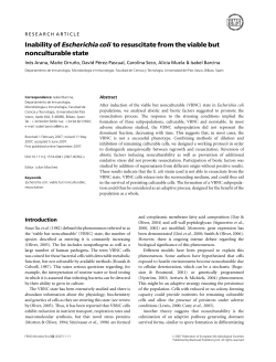 Inability of Escherichia coli to resuscitate from the viable but
