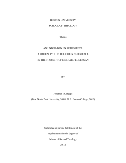 An Under-tow in Retrospect: A Philosophy of