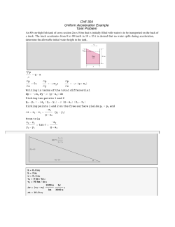 ChE 304 Uniform Acceleration Example Tank