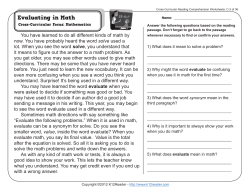 Cross-Curricular Reading Comprehension Worksheets