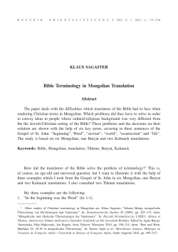 Bible Terminology in Mongolian Translation