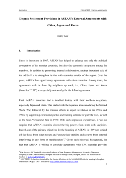 Dispute Settlement Provisions in ASEAN`s External