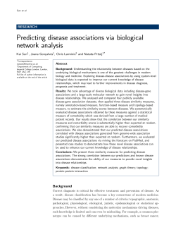 Predicting disease associations via biological network analysis