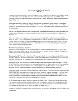 Facts About Hypocrites - Sunset church of Christ