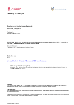 University of Groningen Tourism and the heritage of atrocity