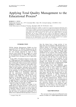 Applying Total Quality Management to the Educational Process