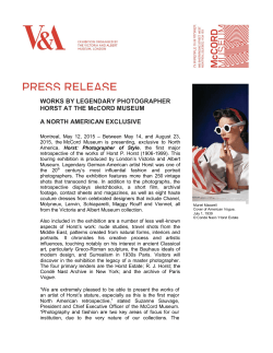 WORKS BY LEGENDARY PHOTOGRAPHER HORST AT THE