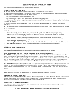 Instructions for beneficiary change