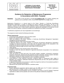 Maintenance Programme Procedure