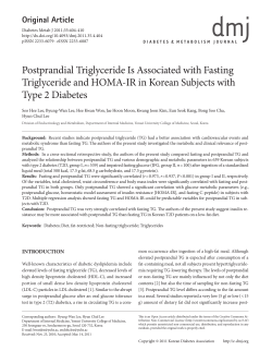 Postprandial Triglyceride Is Associated with Fasting Triglyceride and