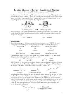 Loudon Chapter 14 Review: Reactions of Alkynes