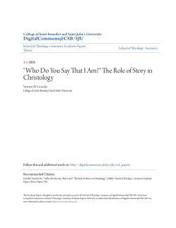 "Who Do You Say That I Am?" The Role of Story in Christology