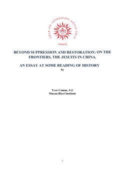 BEYOND SUPPRESSION AND RESTORATION: ON THE FRONTIERS, THE JESUITS