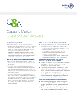 Capacity Market Questions and Answers