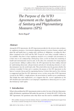 The Purpose of the WTO Agreement on the