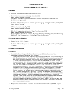 Curriculum Vitae - College of Health Care Sciences