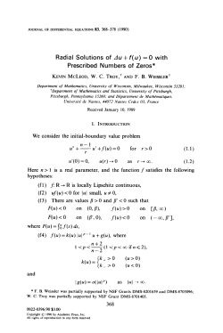 Radial Solutions of Au + f( u) = 0 with Prescribed Numbers of Zeros