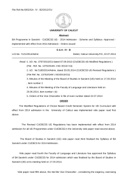 B.A Sanskrit - University of Calicut