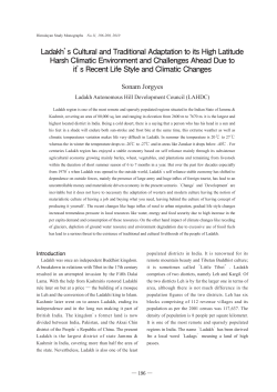 Ladakh`s Cultural and Traditional Adaptation to its High Latitude