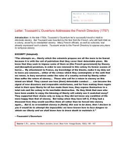 Letter: Toussaint L`Ouverture Addresses the French Directory (1797)