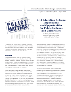 K-12 Education Reform: Implications and Opportunities