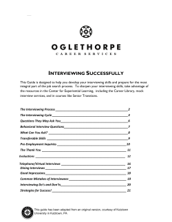 INTERVIEWING SUCCESSFULLY