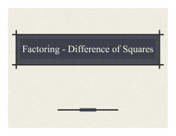 Factoring - Difference of Squares