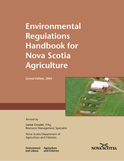 Environmental Regulations Handbook for Nova Scotia Agriculture