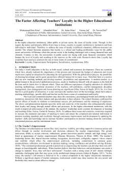 The Factor Affecting Teachers` Loyalty in the Higher