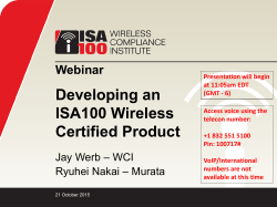 Developing an ISA100 Wireless&trade; Certified Product