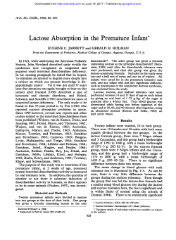 Lactose Absorption in the Premature Infant*