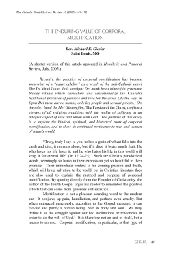 the enduring value of corporal mortification