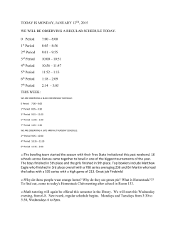 TODAY IS MONDAY, JANUARY 12TH, 2015 WE WILL BE