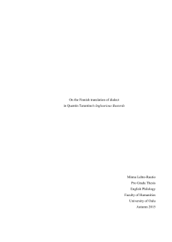 On the Finnish translation of dialect in Quentin Tarantino`s