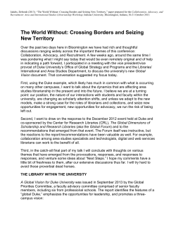 The World Without: Crossing Borders and Seizing New Territory