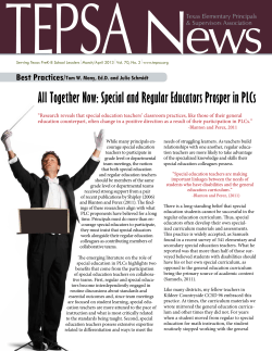 All Together Now: Special and Regular Educators Prosper in PLCs