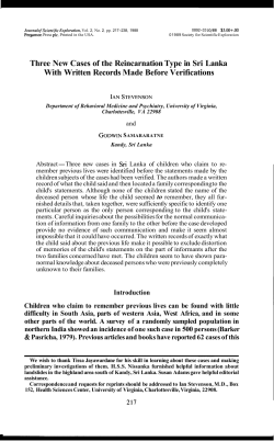 Three New Cases of the Reincarnation Type in Sri Lanka With