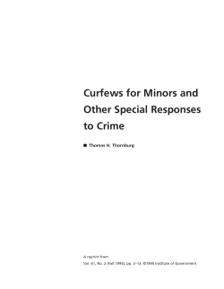 Curfews for Minors and Other Special Responses to Crime