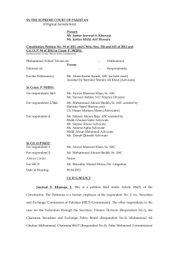 Original Jurisdiction - Supreme Court of Pakistan