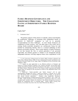 Family Business Governance and Independent Directors