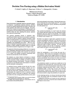 Decision Tree Parsing using a Hidden Derivation Model