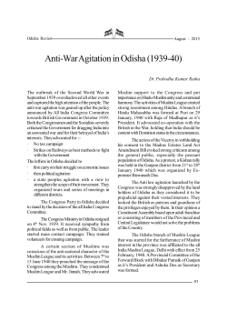 Anti-War Agitation in Odisha (1939-40)