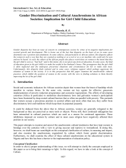 CULTURAL ANACHRONISM AND GENDER DISCRIMINATION IN