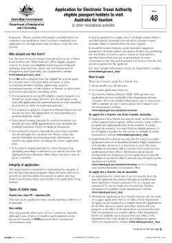 Application for Electronic Travel Authority eligible passport holders