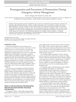 Preoxygenation and Prevention of Desaturation During