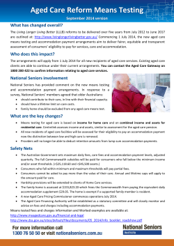 Aged Care Reform Means Testing