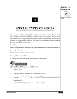 SPECIAL TYPES OF SERIES