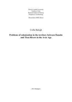 Csilla Balogh Problems of colonization in the territory between