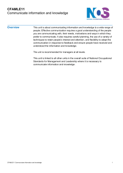 National Occupational Standards